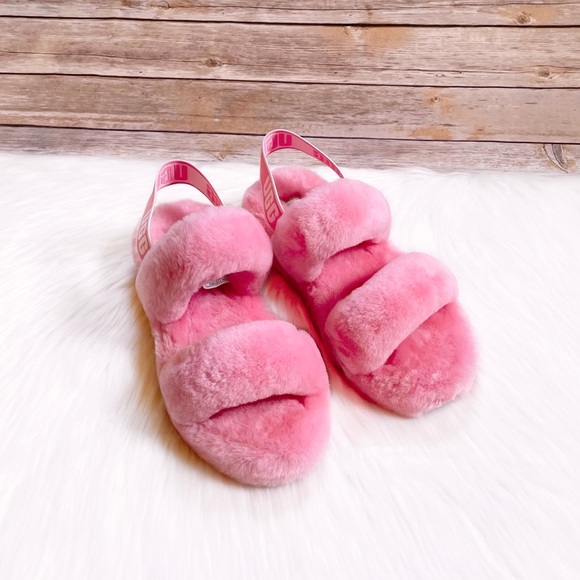 UGG Oh Yeah Sheepskin Slide Sandal Slippers In Sachet Pink - Picture 4 of 7